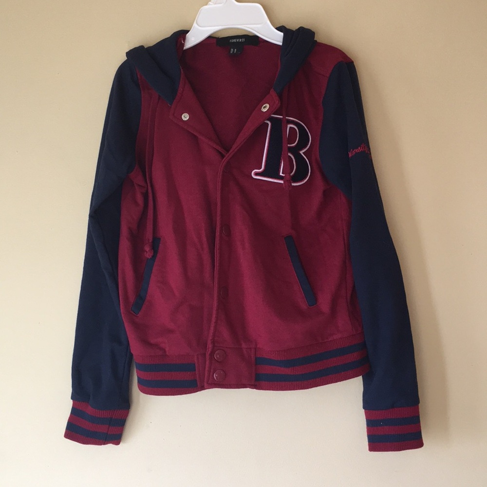 Blue and Red Button down Hoodie